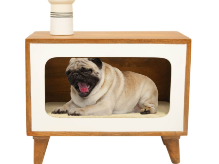 FurryLiving Telly Side Table with Cushion for Small Dogs and Cats (Honey Cream Cushion) Online now