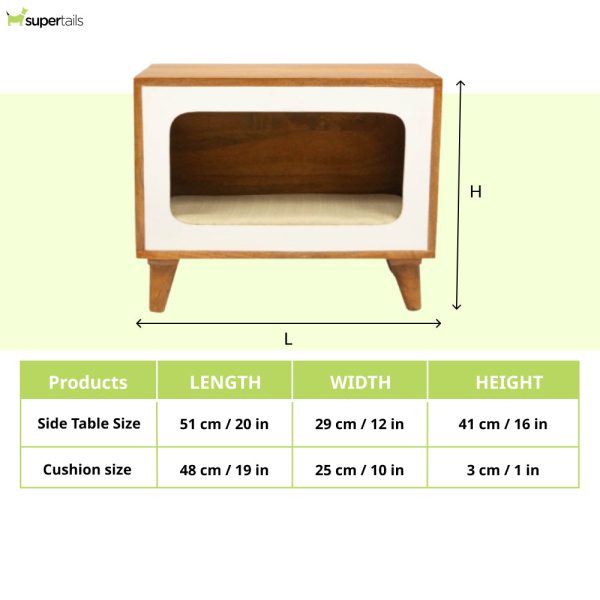 FurryLiving Telly Side Table with Cushion for Small Dogs and Cats (Honey Cream Cushion) Online now