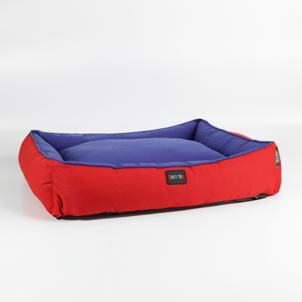 Skatrs Square Shaped Bed for Dogs & Cats (Red & Blue) Discount