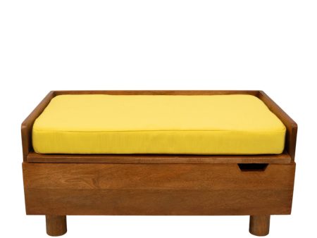 FurryLiving Hibachi Bed with Storage for Dogs (Honey Yellow Cushion) Online Hot Sale