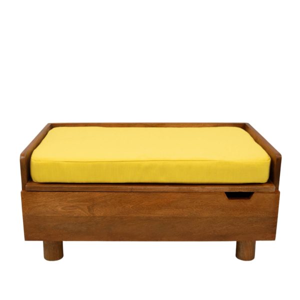 FurryLiving Hibachi Bed with Storage for Dogs (Honey Yellow Cushion) Online Hot Sale