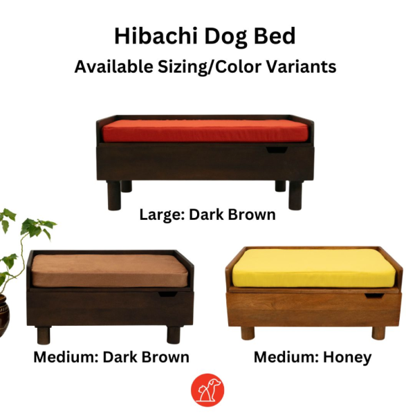 FurryLiving Hibachi Bed with Storage for Dogs (Dark Brown Red Cushion) Online Sale