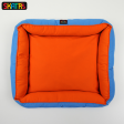 Skatrs Square Shaped Bed for Dogs & Cats (Orange & Blue) Fashion