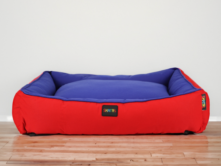 Skatrs Square Shaped Bed for Dogs & Cats (Red & Blue) Discount