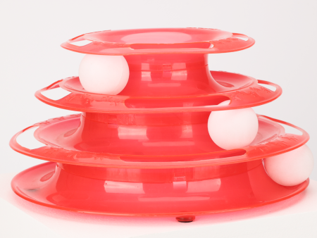 Skatrs Interactive 3 Level Tower Track with Balls Toy for Cats (Red) Online now