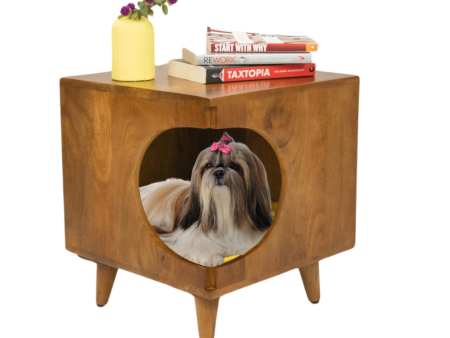 FurryLiving Wally Side Table with Cushion for Small Dogs and Cats (Honey Yellow Cushion) Online Hot Sale