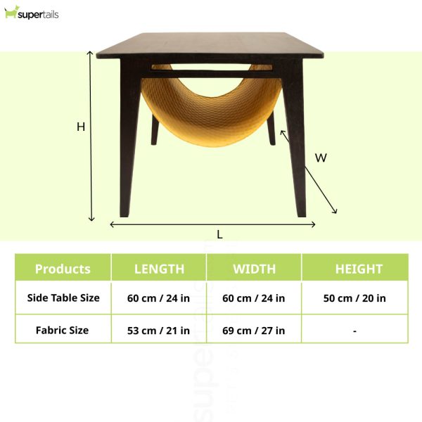 FurryLiving Lola Side Table with Perch Fabric for Cats (Dark Brown Yellow) Online Hot Sale