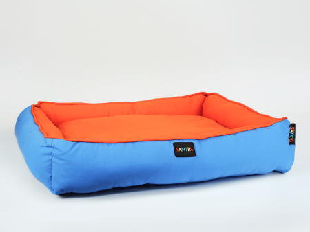 Skatrs Square Shaped Bed for Dogs & Cats (Orange & Blue) Fashion