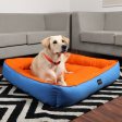 Skatrs Square Shaped Bed for Dogs & Cats (Orange & Blue) Fashion