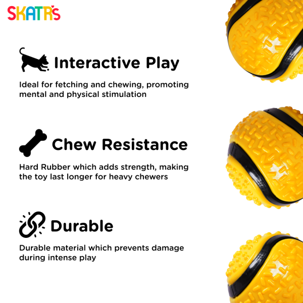 Skatrs Rubber Ball Toy for Dogs and Cat (Yellow) on Sale