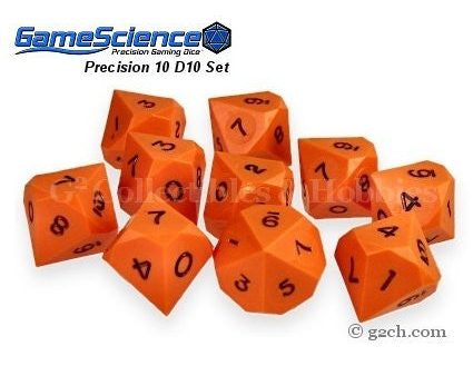 Gamescience Precision D10 Dice Set Opaque Orange 10pc Discount