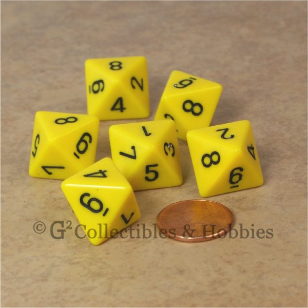 D8 RPG Dice Set : Opaque 6pc - Yellow Online Hot Sale