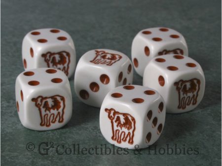 Cow 6pc Dice Set - Brown For Sale