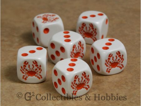 Crab 6pc Dice Set - White Orange Online