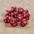 D10 Pearlized Red with White Numbers 10pc Dice Set Fashion