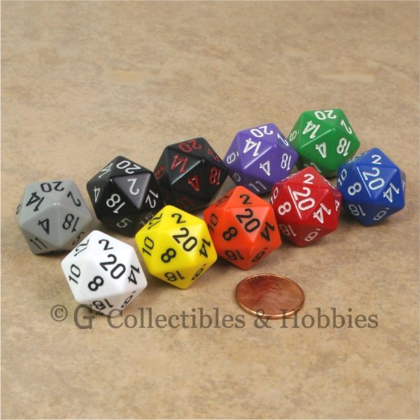 D20 RPG Dice Set : Opaque 10pc - 10 Colors Discount