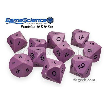 Gamescience Precision D10 Dice Set Opaque Purple 10pc Sale