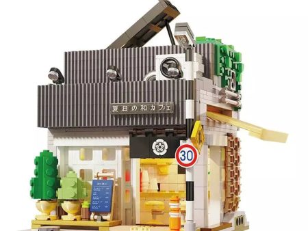 MOC  Compatible  Japanese City Street View Summer Breeze Coffee Shop House Store Model with Light Building Blocks Ahitecture Toys Kids For Discount