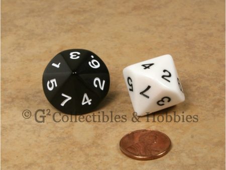 14 Sided D7 1 to 7 Twice Large 20mm Dice Pair - Black & White Cheap