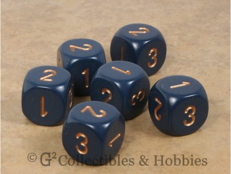 D3 (6 Sided) RPG Dice Set 6pc - Dusty Blue with Copper Numbers Fashion