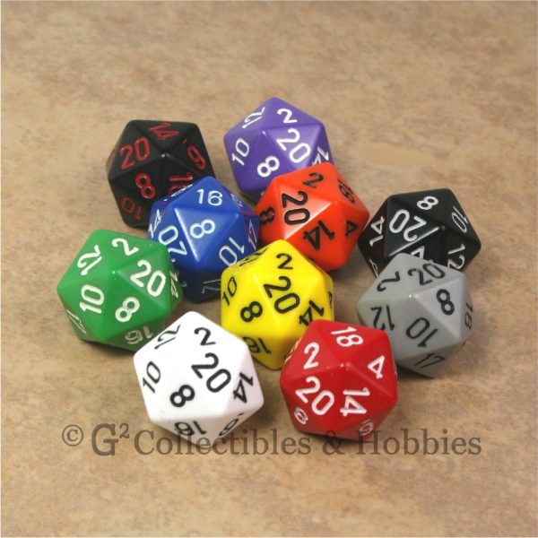 D20 RPG Dice Set : Opaque 10pc - 10 Colors Discount