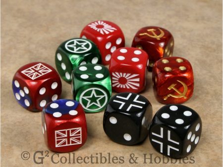 WWII Axis & Allies 10pc Dice - Set B Online Sale