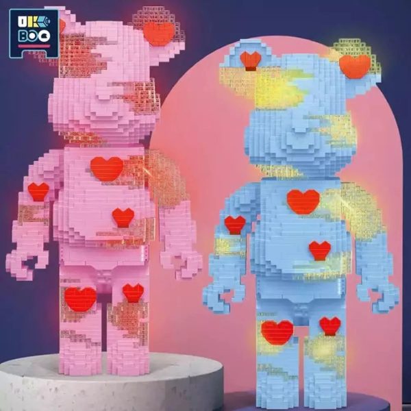 MOC NON  3470PCS Bearbrick MicroBricks Love Bear Nano Building Blocks MOC Mini Animals Model Micro Diamond Bricks toys Online now