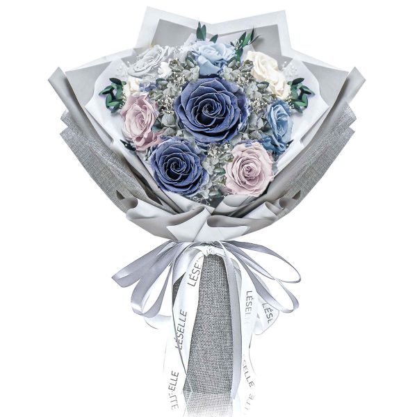 Preserved Flower Bouquet - Morandi Grey Roses Supply