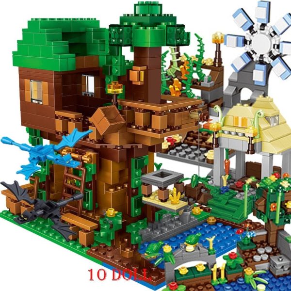 MOC NON  The Farm Cottage Building Blocks Mountain Cave My Worlds Village Warhorse City Tree House With Elevator Bricks Toys For Discount