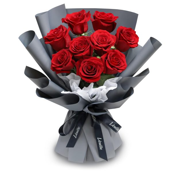 Fresh Flower Bouquet - Classic Red Roses (Grey Wrapper) For Cheap