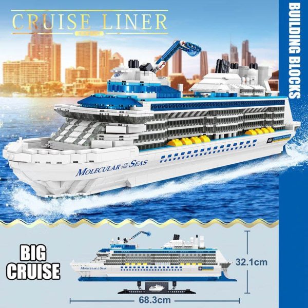 MOC NON  2023 City 2428pcs Cruise Liner Model Building Blocks Creative DIY Big Ship Ocean Liner White Boat Bricks toys Discount