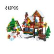 MOC NON  Winter  Village Block Set DIY Mini Train Santa Claus Sled Post Office Toys Store Tree Building Bricks For Kids For Cheap