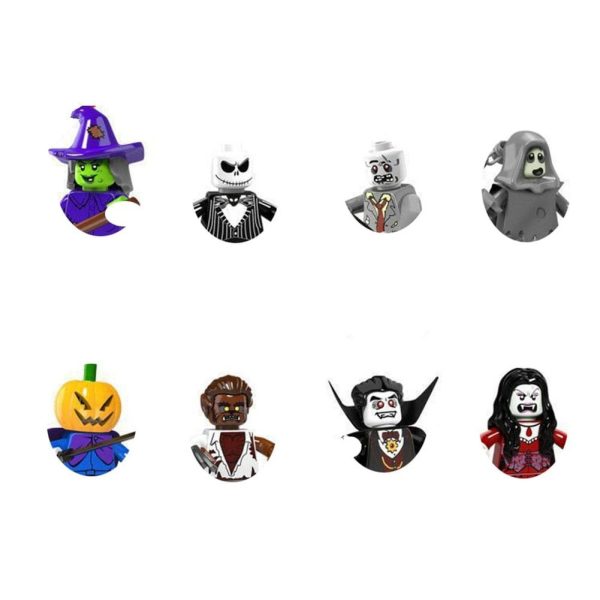 MOC NON  Halloween Building Block Action Figures Pumpkin Ghost Witch Zombie Vampire Horror Character Mini Dolls Bricks  Toys For Cheap