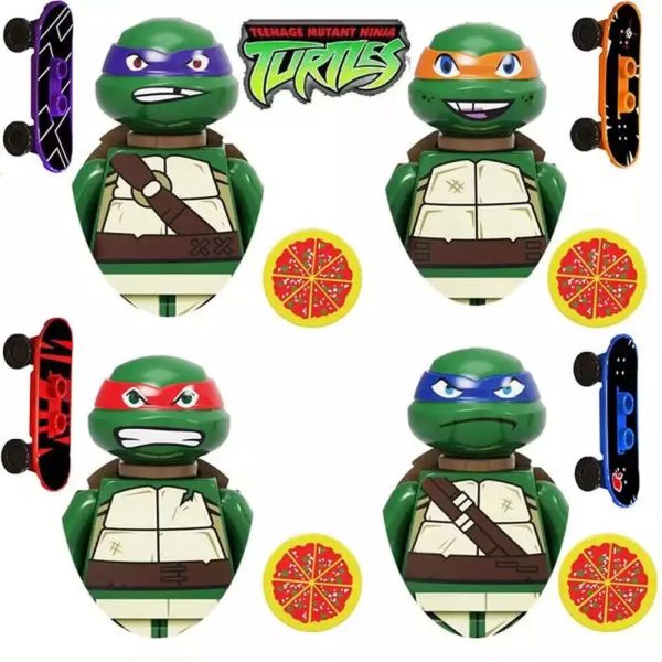 MOC NON  4Pcs Set Turtles Leonardo Raphael Michelangelo Donatello Model Building Blocks Enlighten Figure toys For Discount