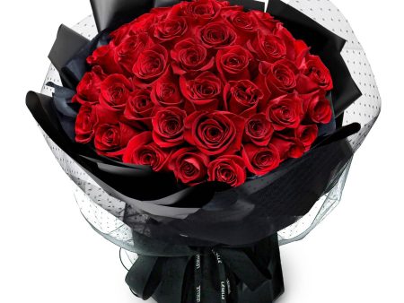 Fresh Flower Bouquet - Classic Red Roses (Black Wrapper) - 33 50 99 Roses Online Sale