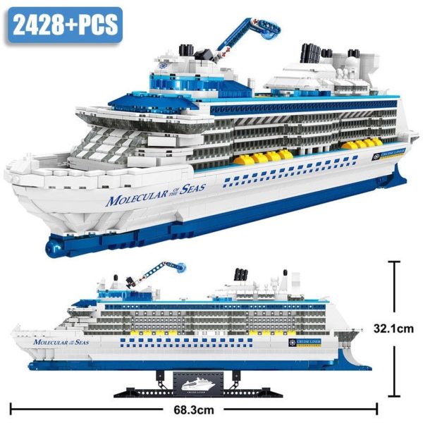 MOC NON  2023 City 2428pcs Cruise Liner Model Building Blocks Creative DIY Big Ship Ocean Liner White Boat Bricks toys Discount