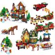 MOC NON  Winter  Village Block Set DIY Mini Train Santa Claus Sled Post Office Toys Store Tree Building Bricks For Kids For Cheap