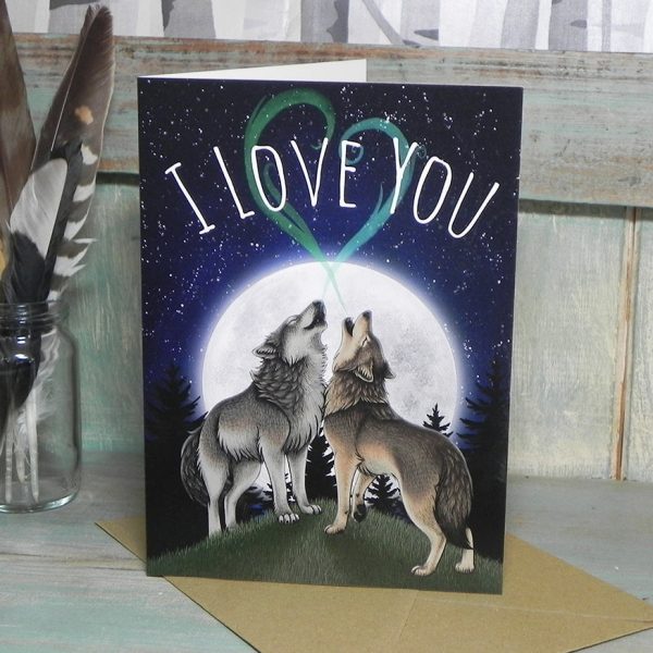 Wolf Song Illustration I Love You Card Online now