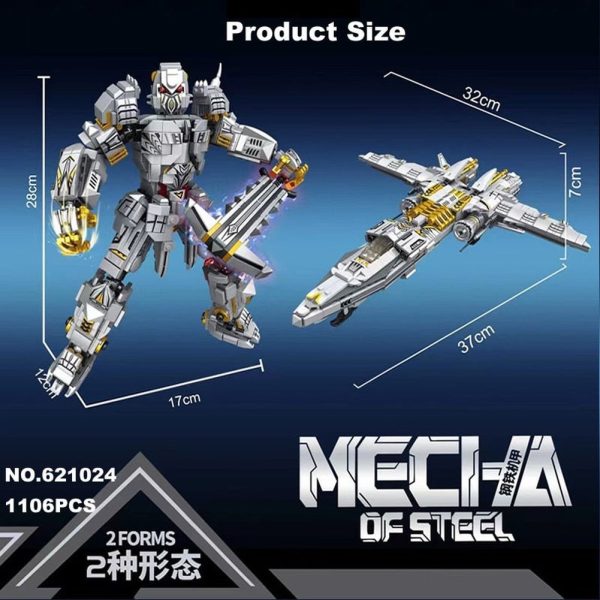 MOC NON  New 2IN1 Transformer Building Blocks Robot Deformation Large Steel Mecha Deformed Dinosaur Tyrannosaurus Rex Airship Bricks Toys For Sale