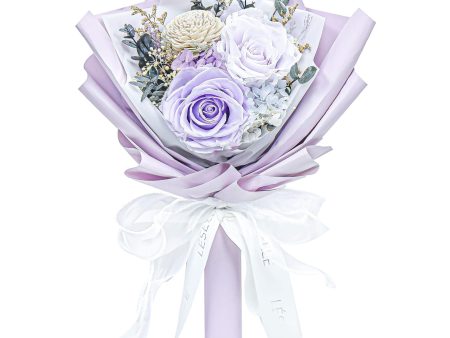 Mini Preserved Rose Bouquet - Lilac & White Discount