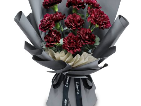 Fresh Flower Bouquet - Wine Red Carnations Fashion