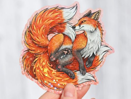 Red Kitsune Holographic Sticker Online