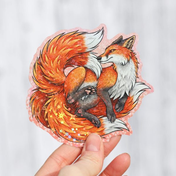 Red Kitsune Holographic Sticker Online