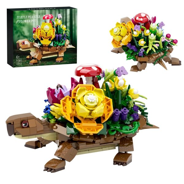 MOC NON  2024 NEW Turtles Planter Flower Pot Building Block Set Ideas Underwater World Model Toys Online Sale