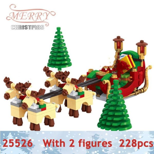 MOC NON  Winter  Village Block Set DIY Mini Train Santa Claus Sled Post Office Toys Store Tree Building Bricks For Kids For Cheap