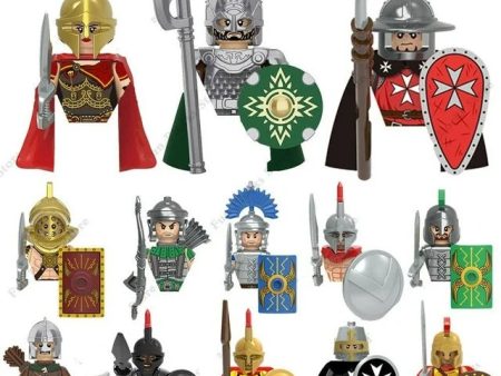 MOC  Compatible  Soldier Minfigure Minifig Medieval Figures Building Blocks Roman Spartan Soldier Bricks Helmet Sword Accessories MOC  Toys For Cheap