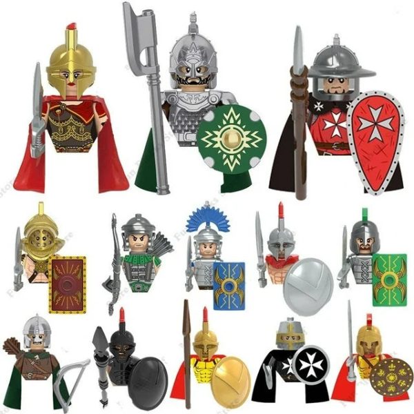 MOC  Compatible  Soldier Minfigure Minifig Medieval Figures Building Blocks Roman Spartan Soldier Bricks Helmet Sword Accessories MOC  Toys For Cheap