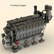 MOC NON  MOC MOC Building Block Classic Creative V16 Diesel Engine DIY Assembly Technology Bricks Science Educational Toys Supply