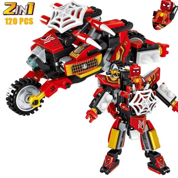 MOC  Compatible  2 IN 1 Super Hero Movie Avengers Clan Transforming Mecha Motoycle Model Building Blocks Bricks Sets Classic Dolls Kids Toys Gits For Discount