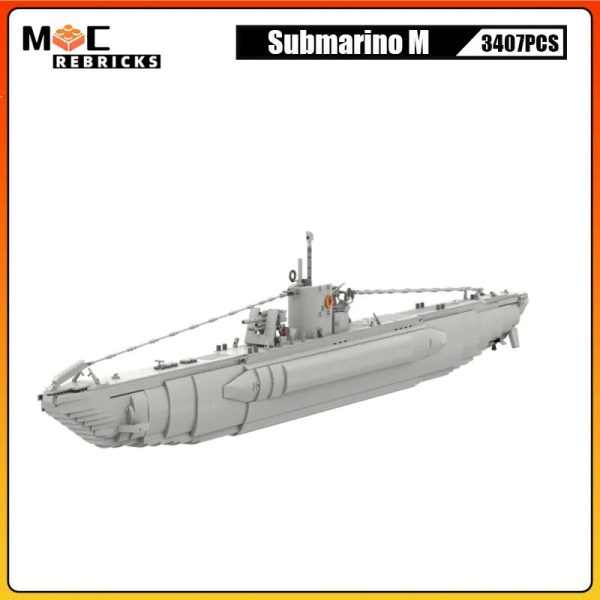 MOC NON  MOC WW2 Military Submarine 3407 parts MOC Building Block Naval Combat Ship Weapons Brick Toys DIY Warship Boats Model Online